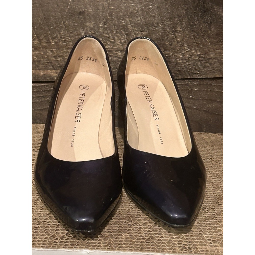 Women's Peter Kaiser Stacked‎ Heel Blue Patent Leather UK5 US7.5